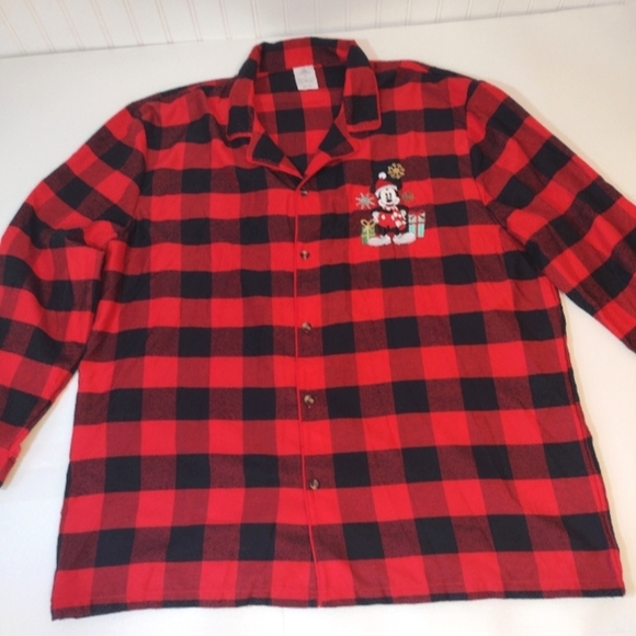 Disney Mickey Mouse Men's  Red/Black Plaid Holiday Pajama Set Size (XL) - Picture 5 of 16